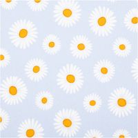 Popeline Baumwollstoff – Happy Daisy Flower blau Nahaufnahme
