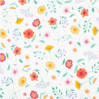 Popeline Baumwollstoff – Happy Flower Field pastellzartes Mint mit bunten Blumen Vollbild