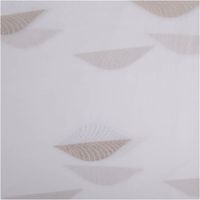 Der hochwertige Gardinenstoff Leinenstruktur mit Scherli Blätter weiß taupe 300cm Breite besticht durch sein elegantes Blattdesign. Ideal für raumhohe Vorhänge und stilvolle Fensterdekorationen - Vollansicht