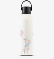 Weiße Runbott Trinkflasche 600ml mit Katzenmotiv Lovely Cat Wool und Tragegriff