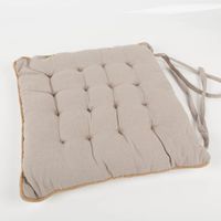 Sitzkissen 38x38x4cm – Weiß mit Pampasgras-Druck & Keder Rueckseite