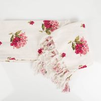 Wohndecke 125x150cm mit Blumen & Fransen – für ein charmantes Zuhause Bommel Motiv
