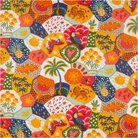 92123-Tischdeckenstoff-abwaschbar-Baumwollstoff-beschichtet-Janeiro-bunt-1-60m-Breite-IMG-4834.jpg Abwaschbarer Tischdeckenstoff aus beschichteter Baumwolle mit farbenfrohen tropischen Motiven wie Vögeln, Palmen, Früchten und Blumen in lebhaften Farben - Vollansicht