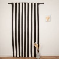 92144-Vorhang-Streifen-schwarz-ecru-mit-Smok-Schlaufenband-245x130cm--HxB--oder-Wunschmass-von-SCHoeNER-LEBEN--IMG-6050-Bearbeitet.jpg Vorhang aus der SCHÖNER LEBEN Kollektion, maßgefertigt, mit breiten vertikalen Streifen in Schwarz und Ecru, handgenäht nach individuellem Wunschmaß- zugezogen am Fenster