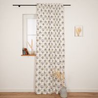 92157-Vorhang-Blumen-abstrakt-weiss-mit-Smok-Schlaufenband-245x130cm--HxB--oder-Wunschmass-von-SCHoeNER-LEBEN--IMG-6069-Bearbeitet.jpg Vorhang aus der SCHÖNER LEBEN Kollektion, maßgefertigt, mit abstraktem Blumenmuster in Schwarz und Gelb auf naturfarbenem Hintergrund, handgenäht nach individuellem Wunschmaß - halboffen am Fenster