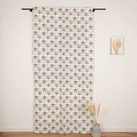 92157-Vorhang-Blumen-abstrakt-weiss-mit-Smok-Schlaufenband-245x130cm--HxB--oder-Wunschmass-von-SCHoeNER-LEBEN--IMG-6079-Bearbeitet.jpg Vorhang aus der SCHÖNER LEBEN Kollektion, maßgefertigt, mit abstraktem Blumenmuster in Schwarz und Gelb auf naturfarbenem Hintergrund, handgenäht nach individuellem Wunschmaß - zugezogen am Fenster