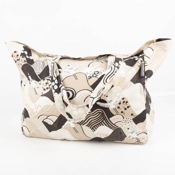 Tasche Shopper aus Baumwolle mit Kranichen beige schwarz von SCHÖNER LEBEN.
