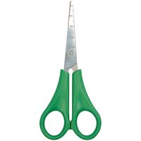 Grüne Kinderschere 13,5 cm für Linkshänder mit spitzer Spitze und Maßskala von Rico Design