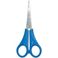 Blaue Kinderschere 13,5 cm für Rechtshänder mit spitzer Spitze und Maßskala von Rico Design