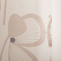 92203-oesenvorhang-Blumen-abstrakt-Voile-weiss-beige-135x260cm-IMG-5020-5.jpg Transparenter Ösenvorhang aus Voile in Weiß und Beige mit abstraktem Blumenmuster, leicht und dekorativ für helle, freundliche Wohnräume - Nahaufnahme des Stoffes