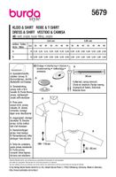 Burda Schnittmuster 5679 Damen Kleid & Shirt Schnittübersicht