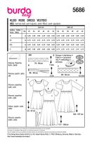 Burda Schnittmuster 5686 Damen Kleid Schnittübersicht