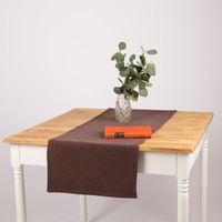 Tischläufer Leinen mit BW-Anteil einfarbig braun 40x160cm von SCHÖNER LEBEN. dekorativ auf Holztisch drapiert