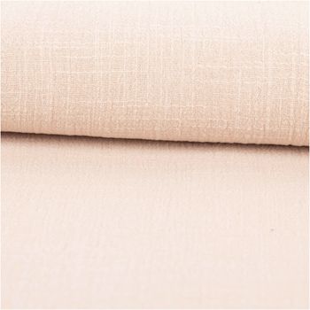 Baumwollstoff in hellem Beige, Slub Washed mit feiner unregelmäßiger Struktur, weich fallend und mit natürlicher, luftiger Oberfläche - ausgerollt und glatt liegend