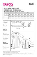 Burda Schnittmuster 5693 Damen Kleid & Bluse Schnittübersicht