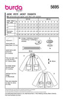Burda Schnittmuster 5695 Damen Jacke Schnittübersicht
