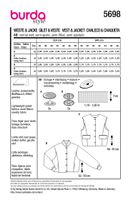 Burda Schnittmuster 5698 Damen Weste & Jacke Schnittübersicht