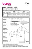 Burda Schnittmuster 5704 Damen Kleid & Tunika Schnittübersicht