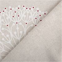 92268-Baumwollstoff-Dekostoff-polsterfaehig-Ornamente-natur-weiss-rot-155cm-Breite-IMG-5728.jpg Dekostoff aus fester Baumwolle in Naturbeige mit ornamentalen Mandala-Motiven in Weiß, akzentuiert durch kleine rote Punkte, robust und polsterfähig - mit Rueckseite
