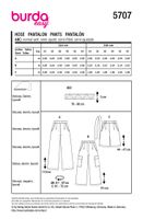 Burda Schnittmuster 5707 Damen Jacke Schnittübersicht