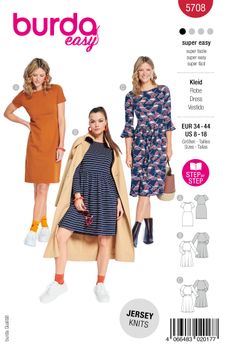 Burda Schnittmuster 5708 Damen Kleid Front