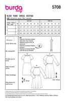 Burda Schnittmuster 5708 Damen Kleid Schnittübersicht