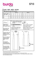 Burda Schnittmuster 5713 Damen Kleid Schnittmuster