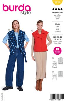 Burda Schnittmuster 5714 Damen Weste Title
