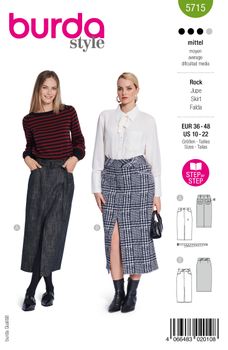 Burda Schnittmuster 5715 Damen Rock Front