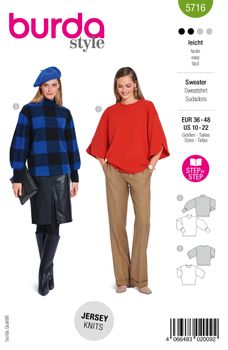 Burda Schnittmuster 5716 Damen Sweater Front