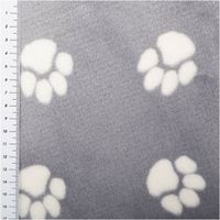 Fleece Stoff Pfoten weich & pflegeleicht Hellgrau - mit Massband