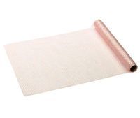 Tischläufer aus transparentem rosa Tüll mit glänzendem Schuppendessin, dekorativ ausgerollt