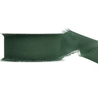 Chiffonband flaschengrün 4cm x 10m auf der Rolle mit einem kleinen Stück abgewickelt vor weißem Hintergrund