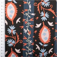 92436-Baumwollstoff-Alezia-Streifen-Blumen-schwarz-1-47m-Breite-IMG-6650.jpg Baumwollstoff mit Streifenmuster in Schwarz und Dunkelblau, verziert mit floralen Ornamenten in Korallenrot, Hellblau und Weiß, dekorativ und modern - mit Massband