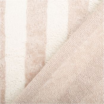 Frottee Stoff Baumwolle Bambus Streifen ecru beige-grau - mit Rueckseite