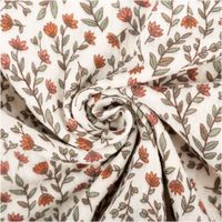 92454-Musselin-Stoff-Baumwolle-Madeleine-Mini-Blumen-Blaetter-beige-1-30m-Breite-IMG-6731.jpg Baumwoll-Musselin in Beige mit feinem Allover-Muster: kleine rote und orange Blumen mit grünen Blättern, luftig, leicht und verspielt - kunstvoll eingedreht in Falten