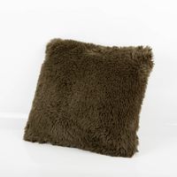 Kuschelkissen 45x45 cm in Wintergrün mit einer flauschigen Plüschseite und einer glatten Veloursseite – perfekt für gemütliche Wohnräume - Vollansicht