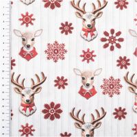 92509-Baumwollstoff-Popeline-Digitaldruck-Weihnachtsstoff-Cerbiche-Hirsche-ecru-rot-1-47m-Breite-IMG-7225.jpg Baumwoll-Popeline mit Digitaldruck, Weihnachtsstoff in ecru, rote Schneeflocken und Hirschköpfe mit Geweih oder Schleifen, festliches Design - mit Massband