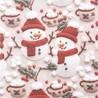 92510-Baumwollstoff-Popeline-Digitaldruck-Weihnachtsstoff-Marshmallow-Schneemaenner-grau-rot1-47m-Breite-IMG-7177.jpg Baumwollstoff Popeline mit Digitaldruck: fröhliche Schneemänner mit roten Mützen und Schals, Marshmallows, Tassen Kakao und Beeren auf grauem Hintergrund - Nahaufnahme
