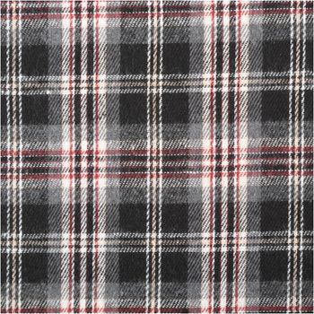 Klassischer Flanellstoff mit Karomuster in schwarz, rot, grau und weiß – weich gebürstet, ideal für Hemden und gemütliche Kleidung - Nahaufnahme