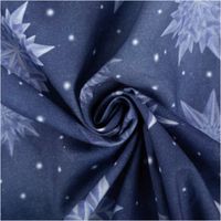 92533-Baumwollstoff-Weihnachtsstoff-PopelineI-Ice-Star-Frozen-blau-1-40m-Breite-IMG-7607.jpg Blauer Popeline-Weihnachtsstoff mit weißen, geometrischen Eissternen und kleinen Schneepunkten. Winterlich-festliches Muster, ideal für Dekoration oder kreative Nähprojekte - kunstvoll eingedreht in Falten