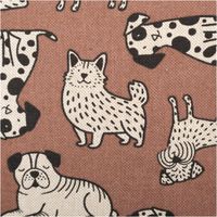 92536-Dekostoff-Halbpanama-Dog-Wildlife-Art-Hunde-braun-1-4m-Breite-IMG-7575.jpg Dekostoff Halbpanama in Braun mit schwarz-weißen Hundeillustrationen im Wildlife Art Stil - Nahaufnahme