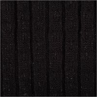92589-Strickstoff-schwarz-mit-silberfarbigen-Glitzereffekten-330g-qm-138cm-Breite-IMG-7473.jpg Strickstoff in Schwarz mit feinen silberfarbenen Glitzereffekten. Weich, elastisch und edel glänzend – ideal für festliche Kleidung und Accessoires - Nahaufnahme