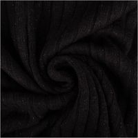 92589-Strickstoff-schwarz-mit-silberfarbigen-Glitzereffekten-330g-qm-138cm-Breite-IMG-7475.jpg Strickstoff in Schwarz mit feinen silberfarbenen Glitzereffekten. Weich, elastisch und edel glänzend – ideal für festliche Kleidung und Accessoires - kunstvoll eingedreht in Falten