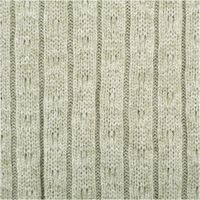 Strickstoff in Lindgrün mit feinen silberfarbenen Glitzereffekten. Elastisch, weich und stilvoll für Kleidung und kreative Nähprojekte - Nahaufnahme