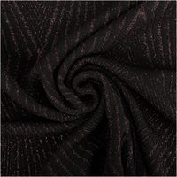 92591-Jersey-Stoff-Metallic-geometrisch-schwarz-rosegold-160cm-Breite-IMG-7550.jpg Elastischer Jersey Stoff in Schwarz mit geometrischem Muster in schimmerndem Roségold Metallic-Effekt - kunstvoll eingedreht in Falten