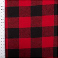 Twill Baumwollstoff mit großem Karomuster in Rot und Schwarz, klassischer Karostoff - mit Massband