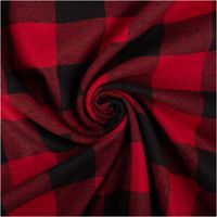 Twill Baumwollstoff mit großem Karomuster in Rot und Schwarz, klassischer Karostoff - kunstvoll eingedreht in Falten