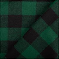 Twill Baumwollstoff mit großem Karomuster in Grün und Schwarz, klassischer Karostoff - mit Rueckseite