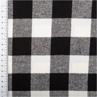 Twill Baumwollstoff mit großem Karomuster in Schwarz und Weiß, klassisches Karo-Design - mit Massband